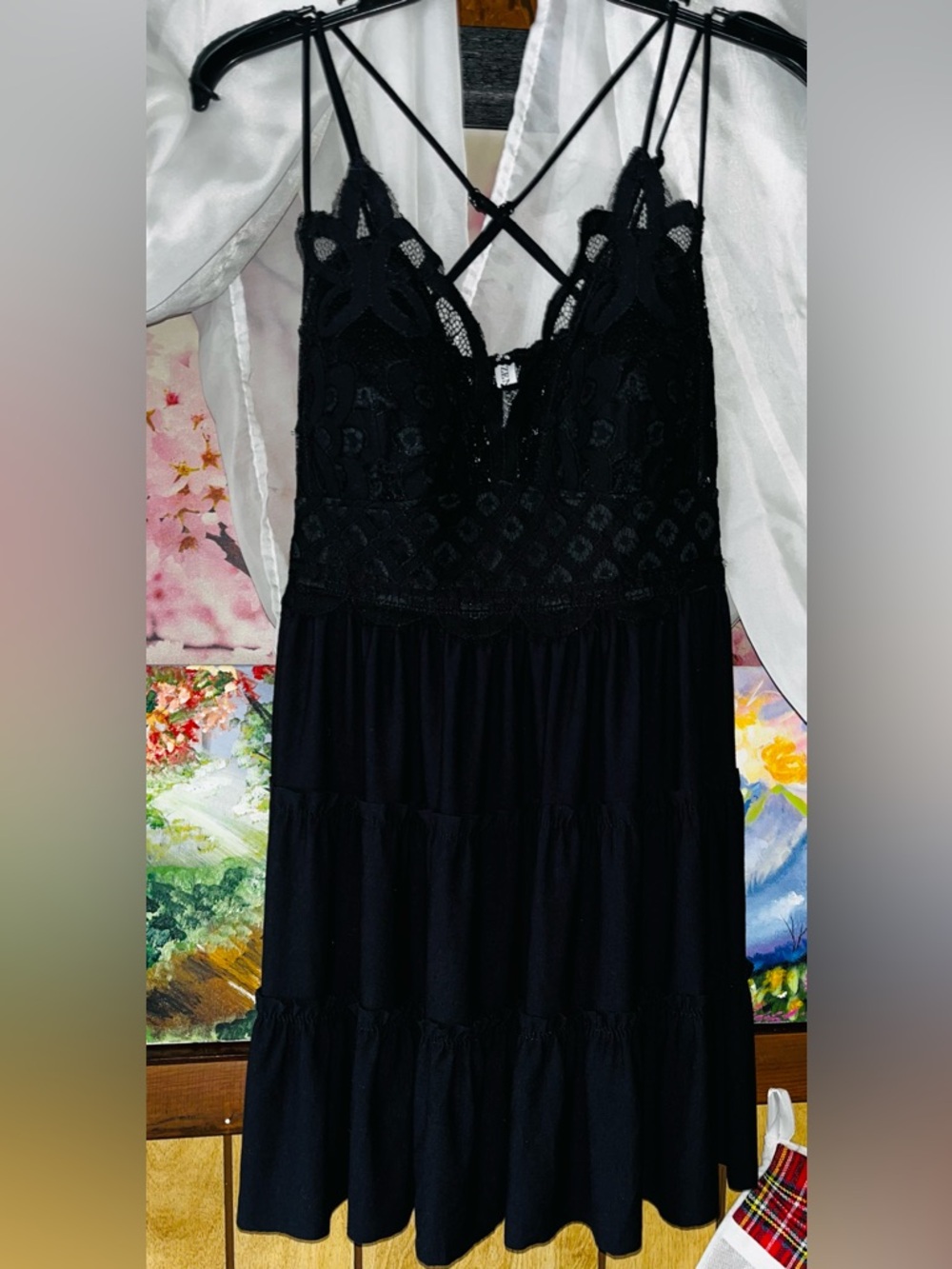Tik tok Black Lace Tiered Sundress with Strappy Back 2X